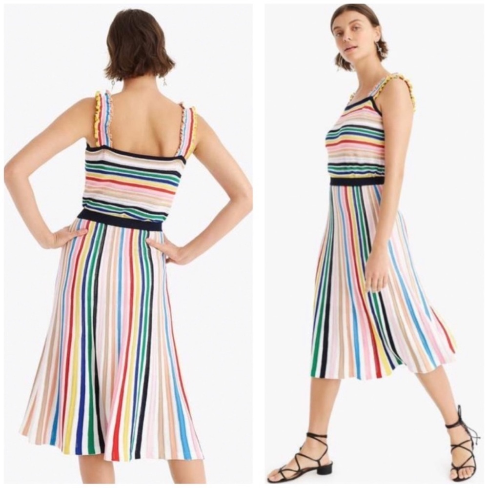 J.Crew Rainbow Striped Flowy Knit Midi Skirt Size S Style L6946 - Picture 9 of 11